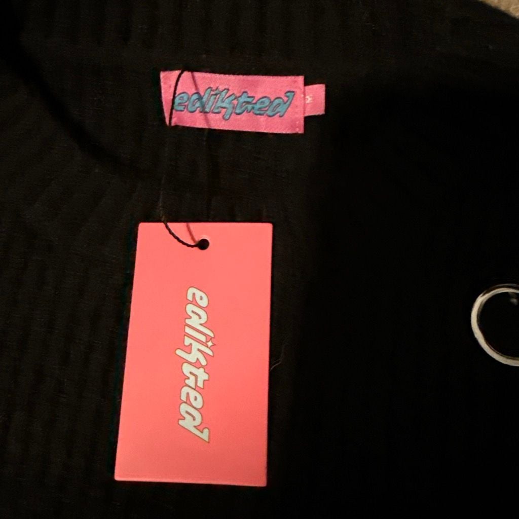 Edikted Ellia Grommet Oversize Sweater Size M Black 3