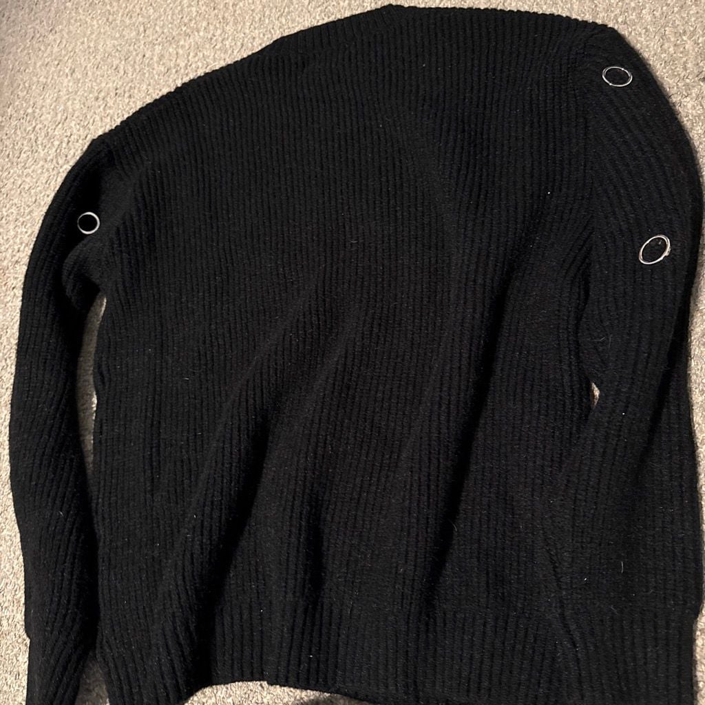 Edikted Ellia Grommet Oversize Sweater Size M Black 5