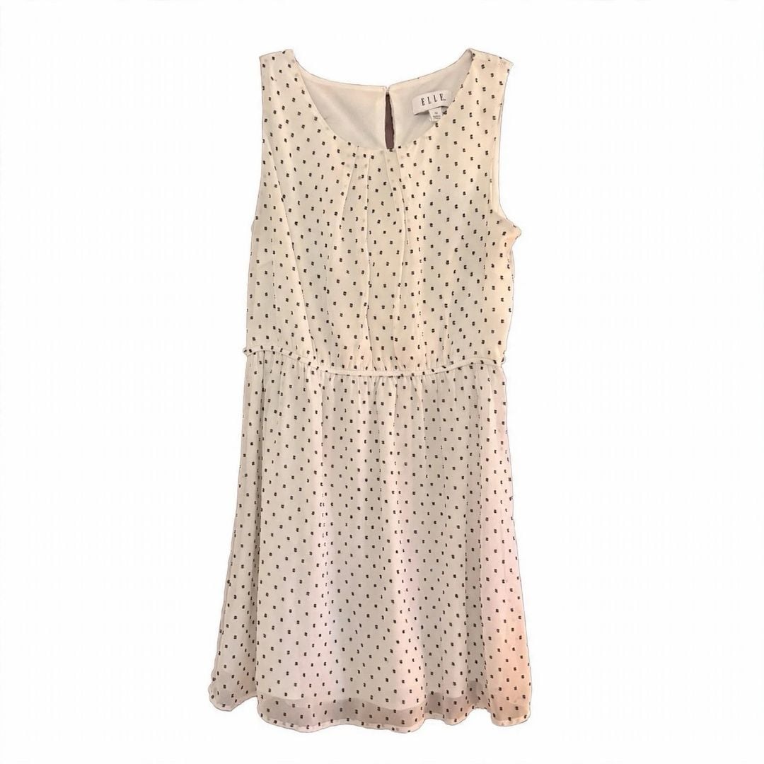 Elle White and Black Clip Dot A-Line Sleeveless Dress 7