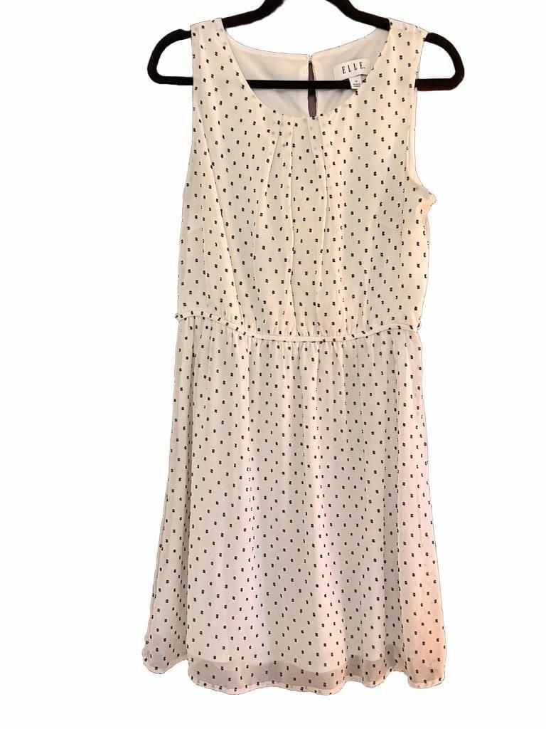 Elle White and Black Clip Dot A-Line Sleeveless Dress 5