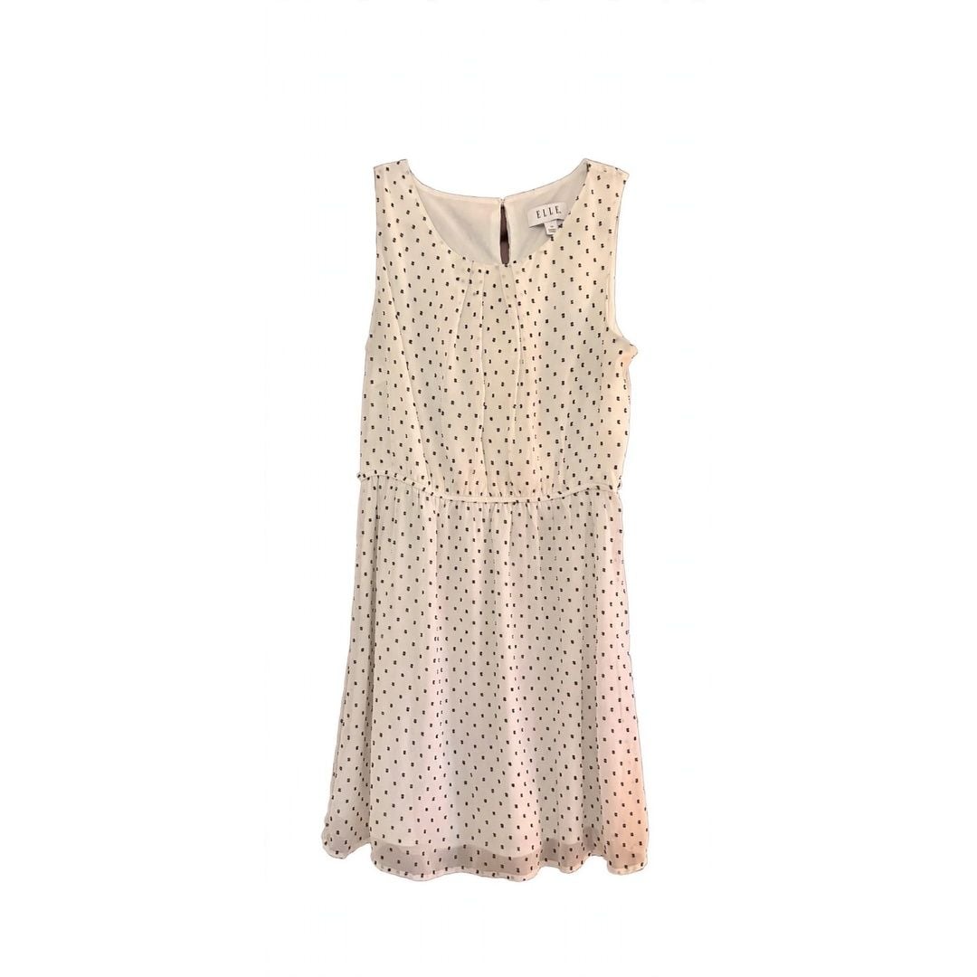 Elle White and Black Clip Dot A-Line Sleeveless Dress 4
