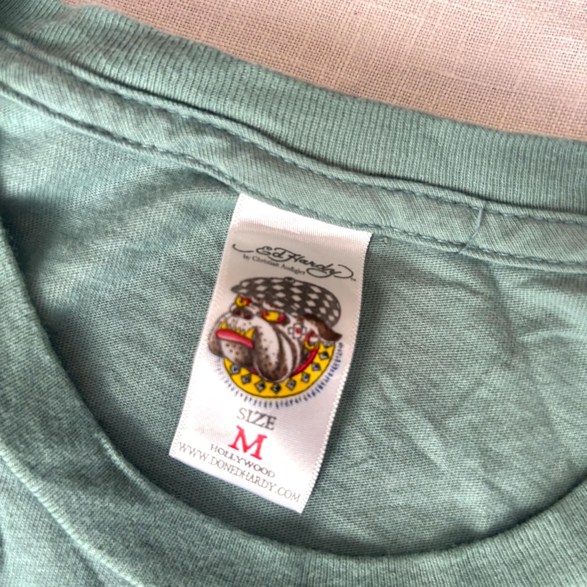 Ed Hardy Medusa Graphic T-Shirt Size M Green Y2K Tattoo Art 3