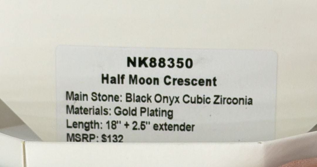 BP Half Moon Crescent Necklace Black Onyx CZ on Gold 4