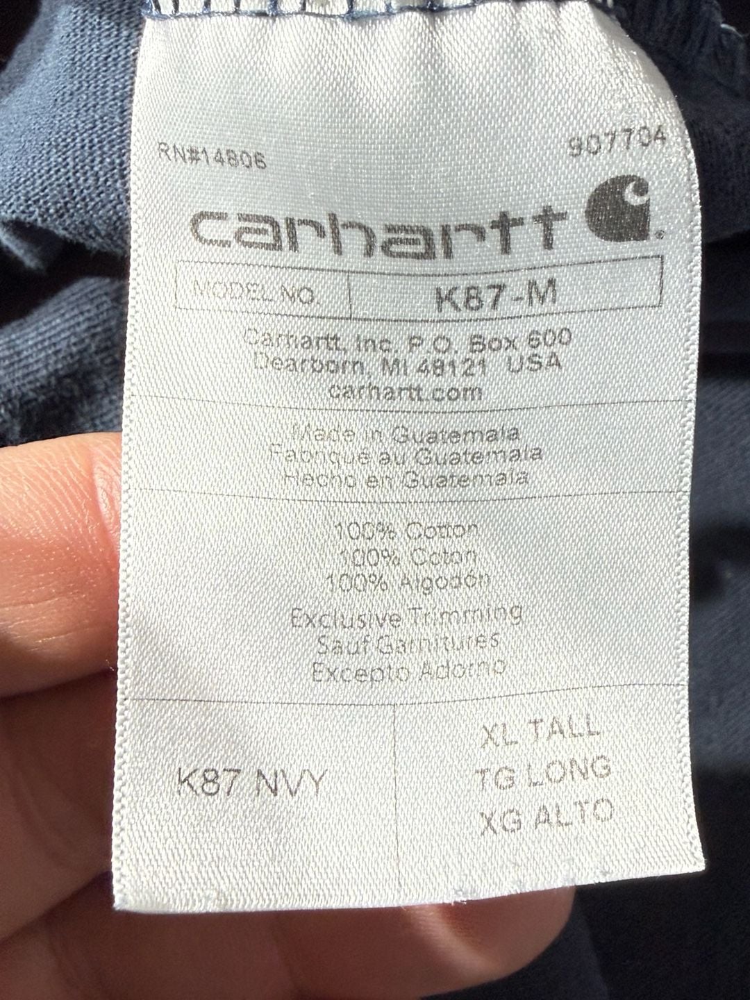 Carhartt K87 Pocket T-Shirt XL Tall blue Loose Fit 8