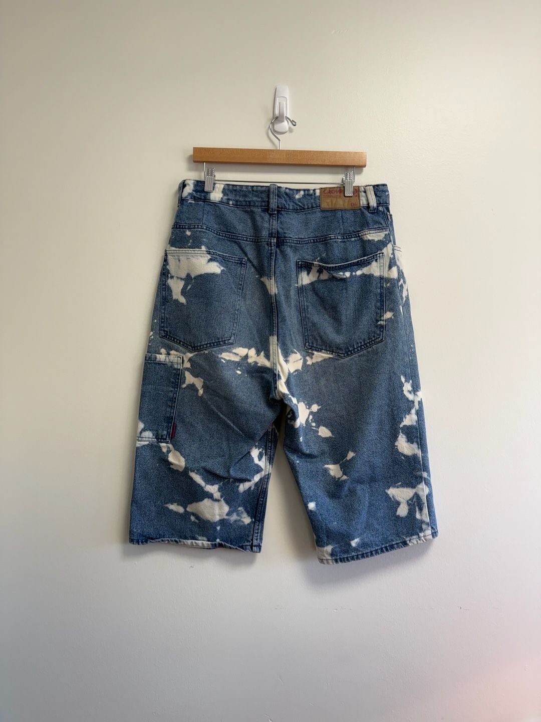 Cropp Denim Shorts Size 34 Bleach Wash Cloud Pattern Jorts 3