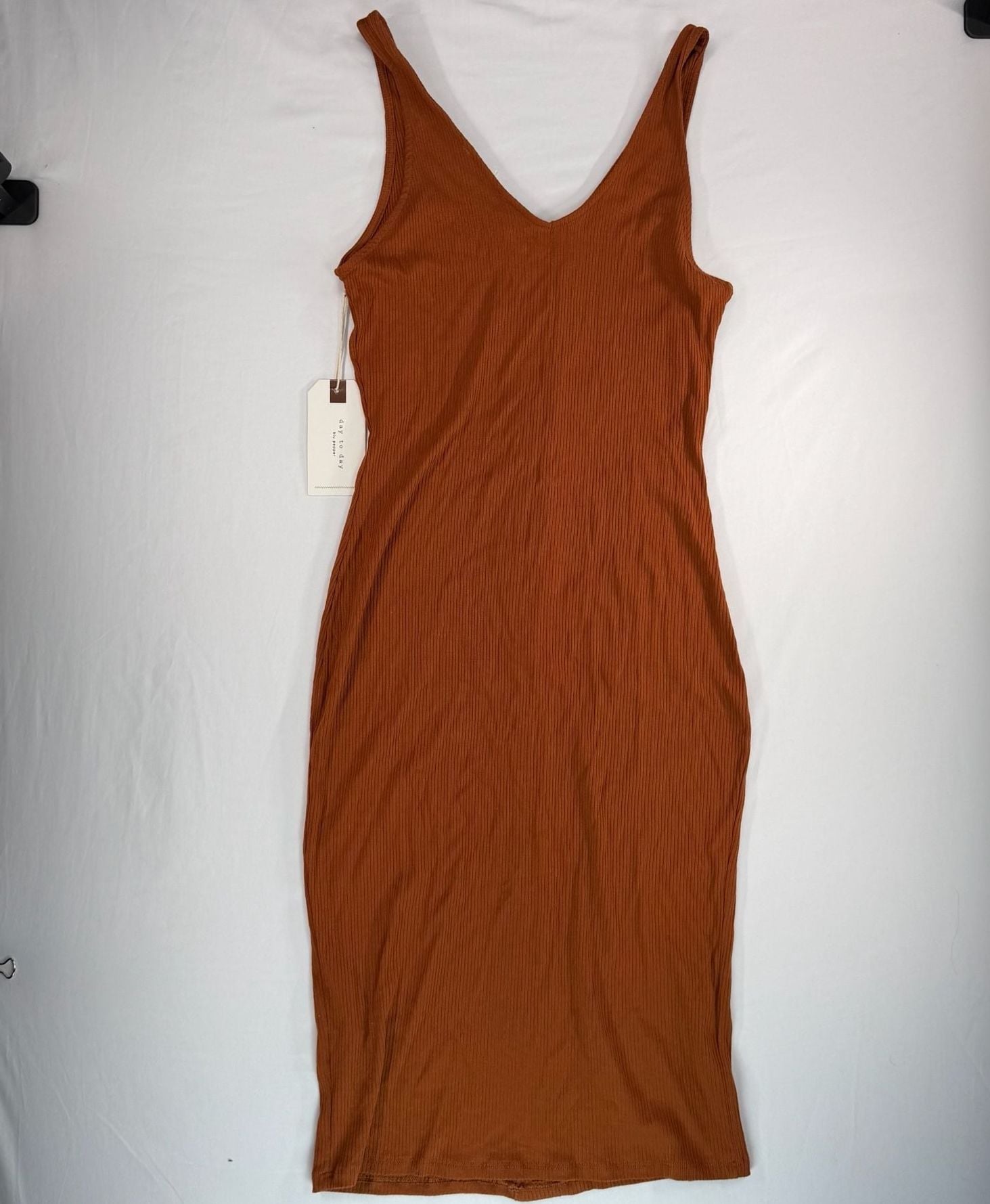 Day to Day Blu Pepper Dress M Rust Ribbed Button Front Midi NWT 3