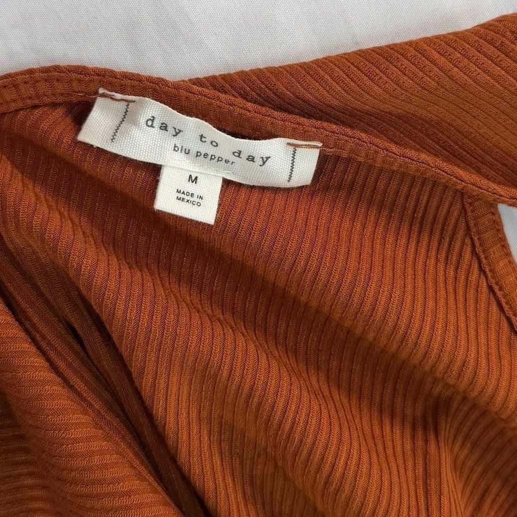 Day to Day Blu Pepper Dress M Rust Ribbed Button Front Midi NWT 4