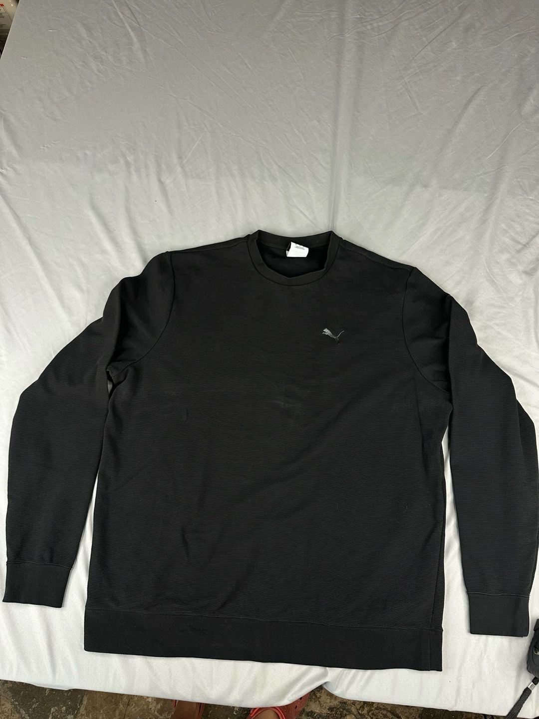 Puma Textured Crewneck Sweatshirt Size XL Black Long Sleeve Pullover 2