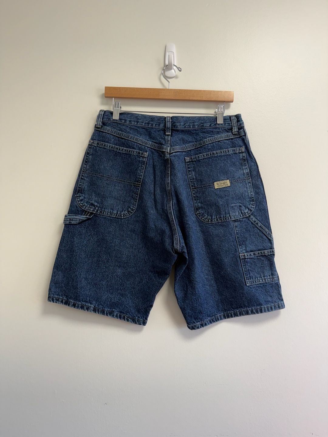 Wrangler Carpenter Denim Shorts Size 32 Dark Wash Blue Jorts 3