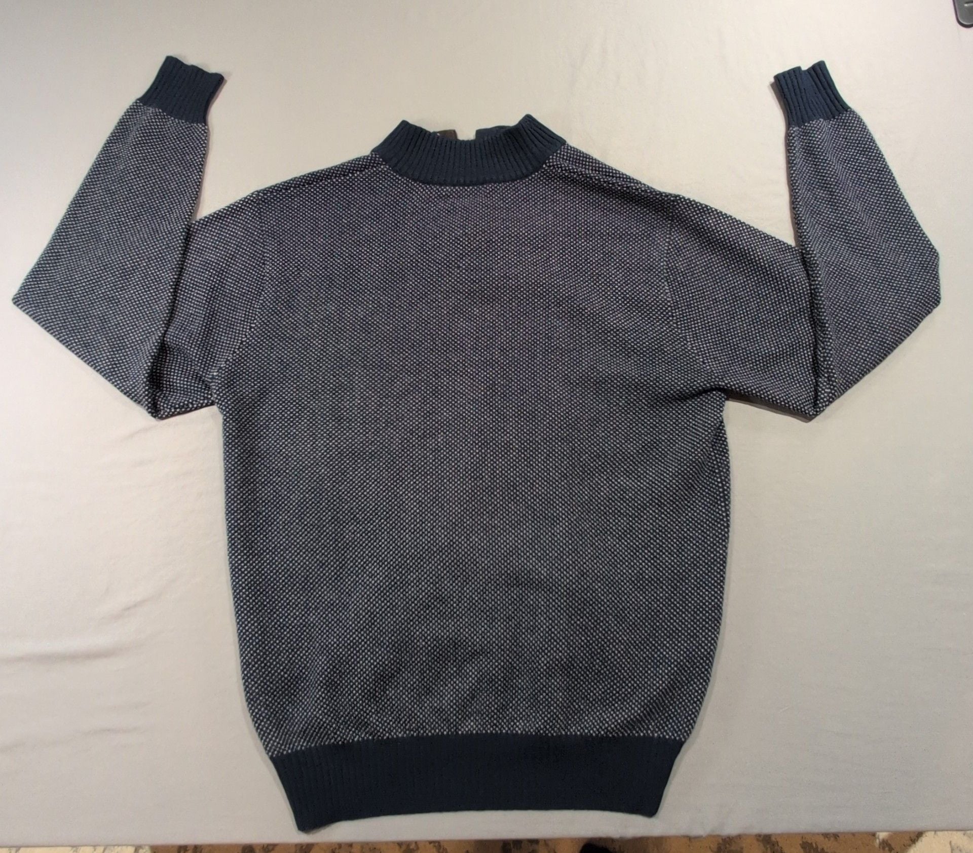 Peter Millar Quarter-Zip Sweater Size M 100% Merino Wool Navy Polka Dot Golf 10