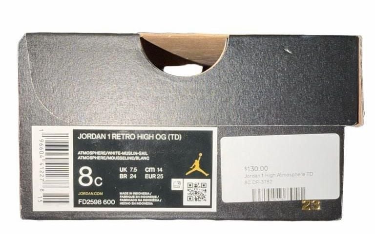 Jordan 1 Retro High OG TD Washed Pink Size 8C Atmosphere White 7