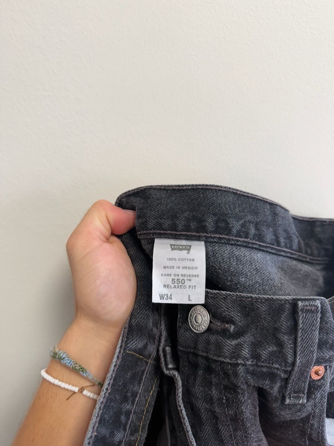 Levi's 550 Relaxed Fit Denim Shorts Size 34 Black Cotton 5