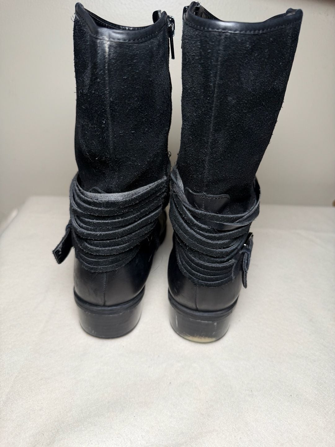 Lauren Ralph Lauren Megan Boots Size 9B Black Leather Suede 9