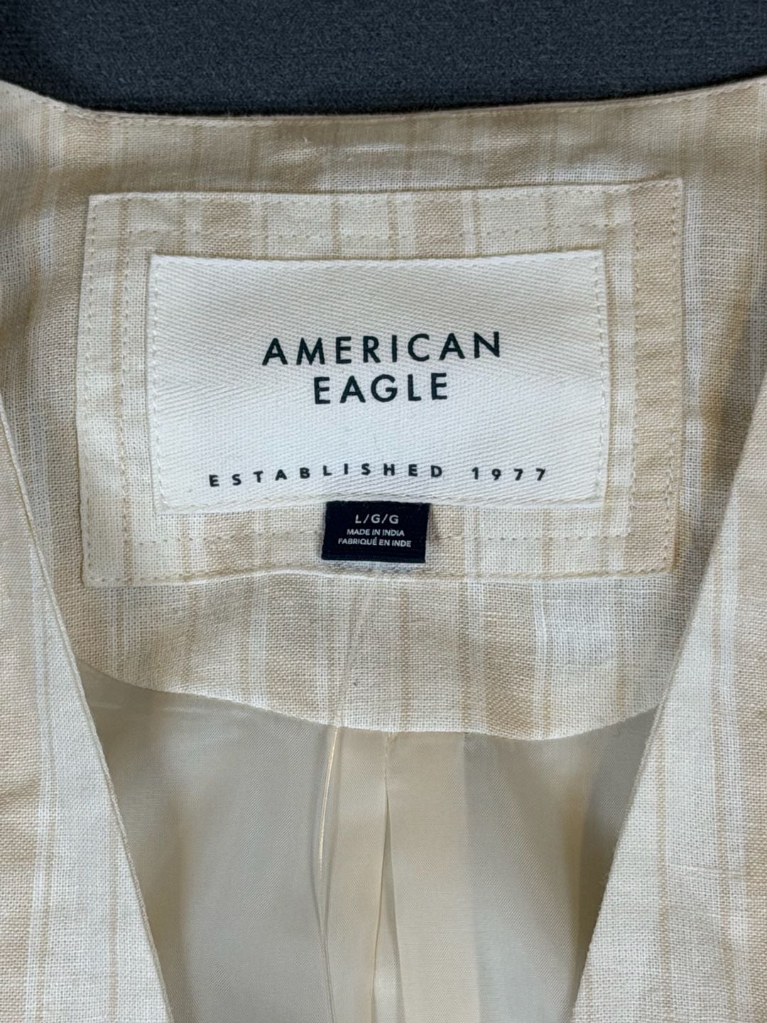 American Eagle NWT Linen Blend Striped Vest Large Beige Cream Coastal Preppy 4