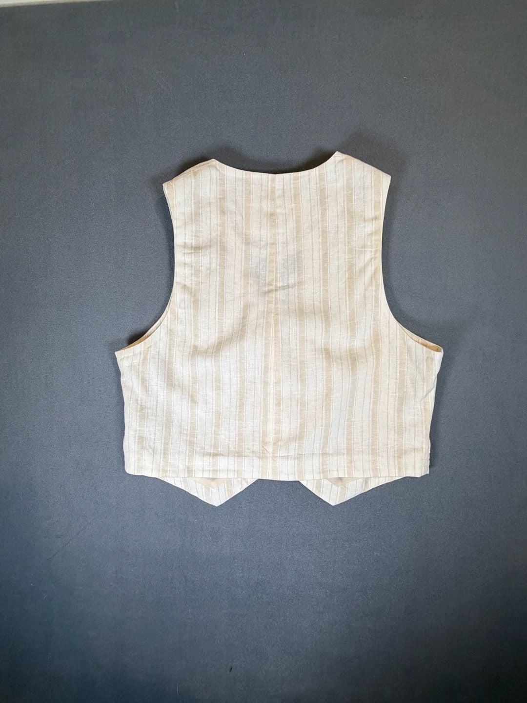 American Eagle NWT Linen Blend Striped Vest Large Beige Cream Coastal Preppy 7