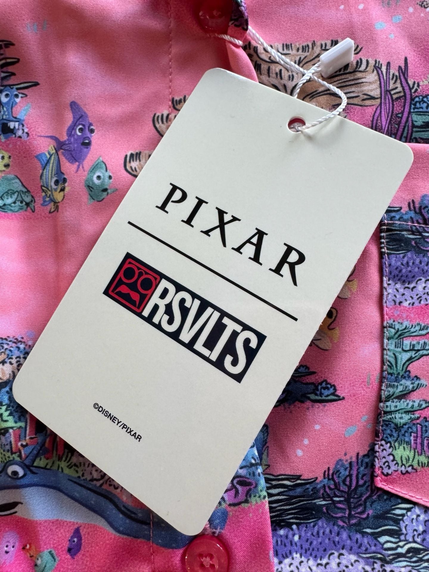 Pixar RSVLTS Finding Nemo Button-Down Shirt Size Medium Pink women’s Cut NWT 3