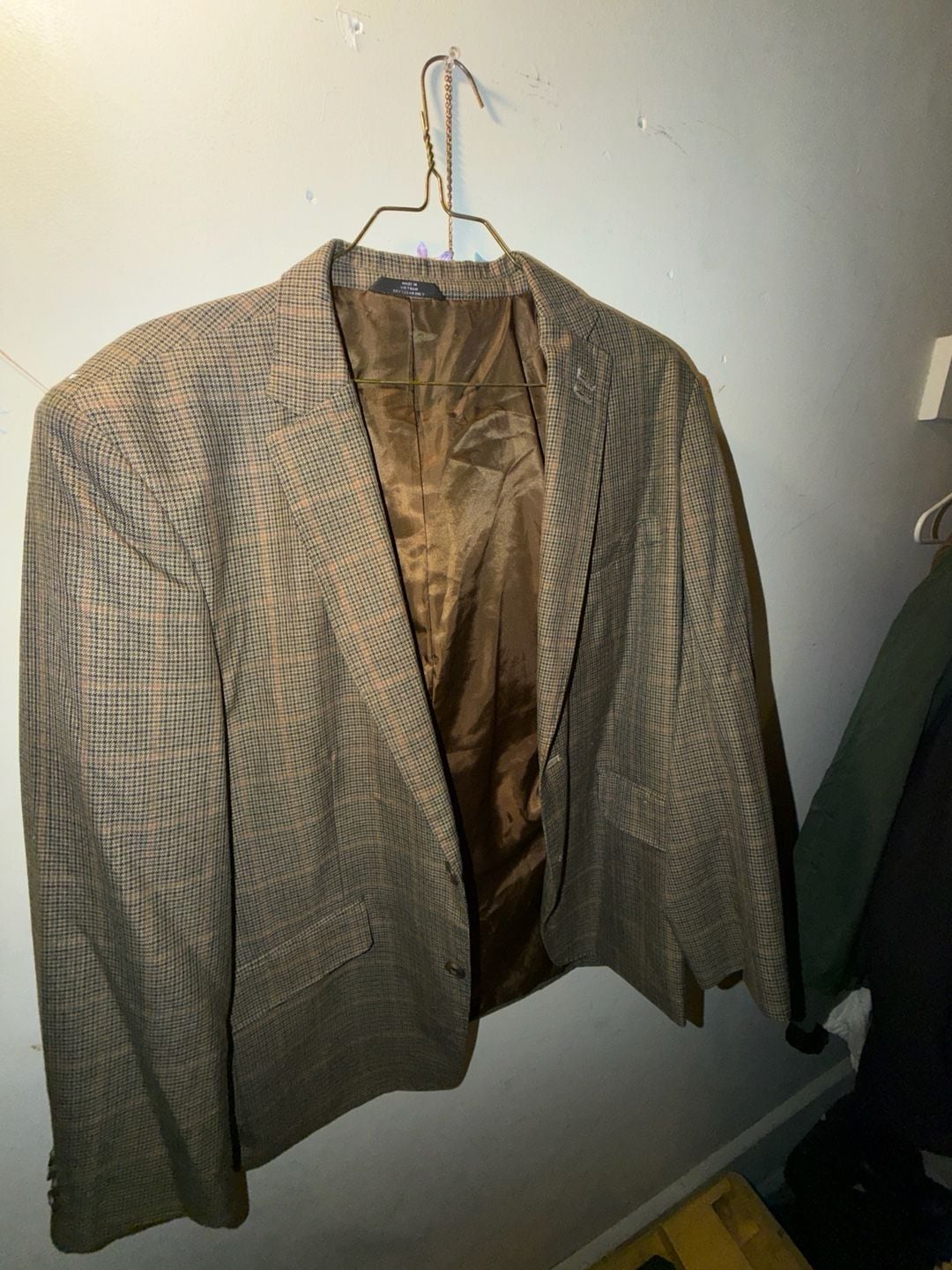Mens Brown Plaid Houndstooth Blazer Sport Coat Jacket 2