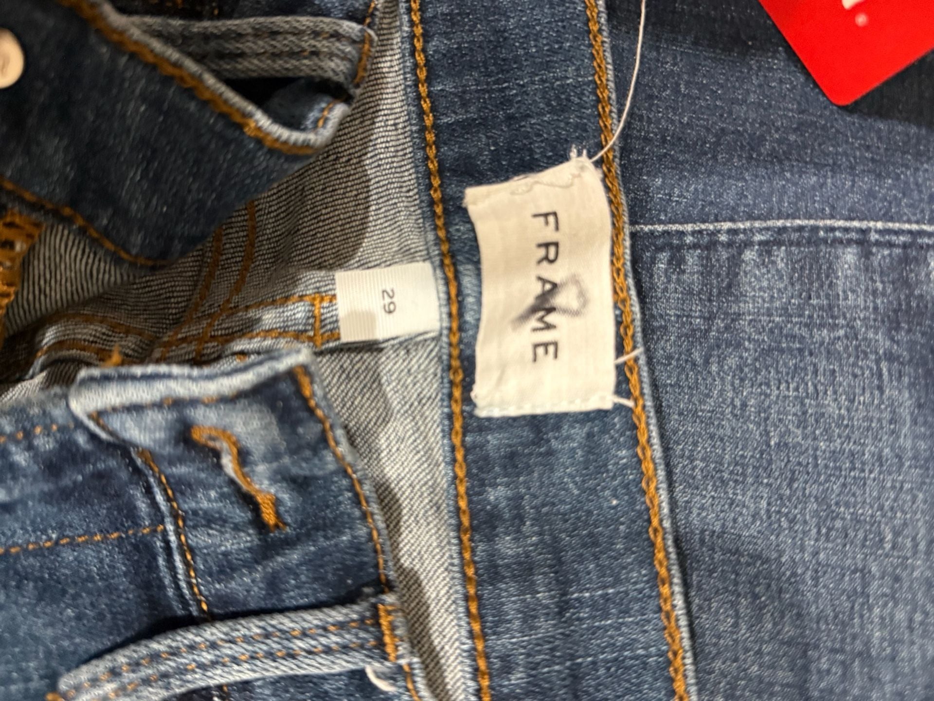 FRAME Skinny Jeans Size 29 Blue Denim Raw Hem 3
