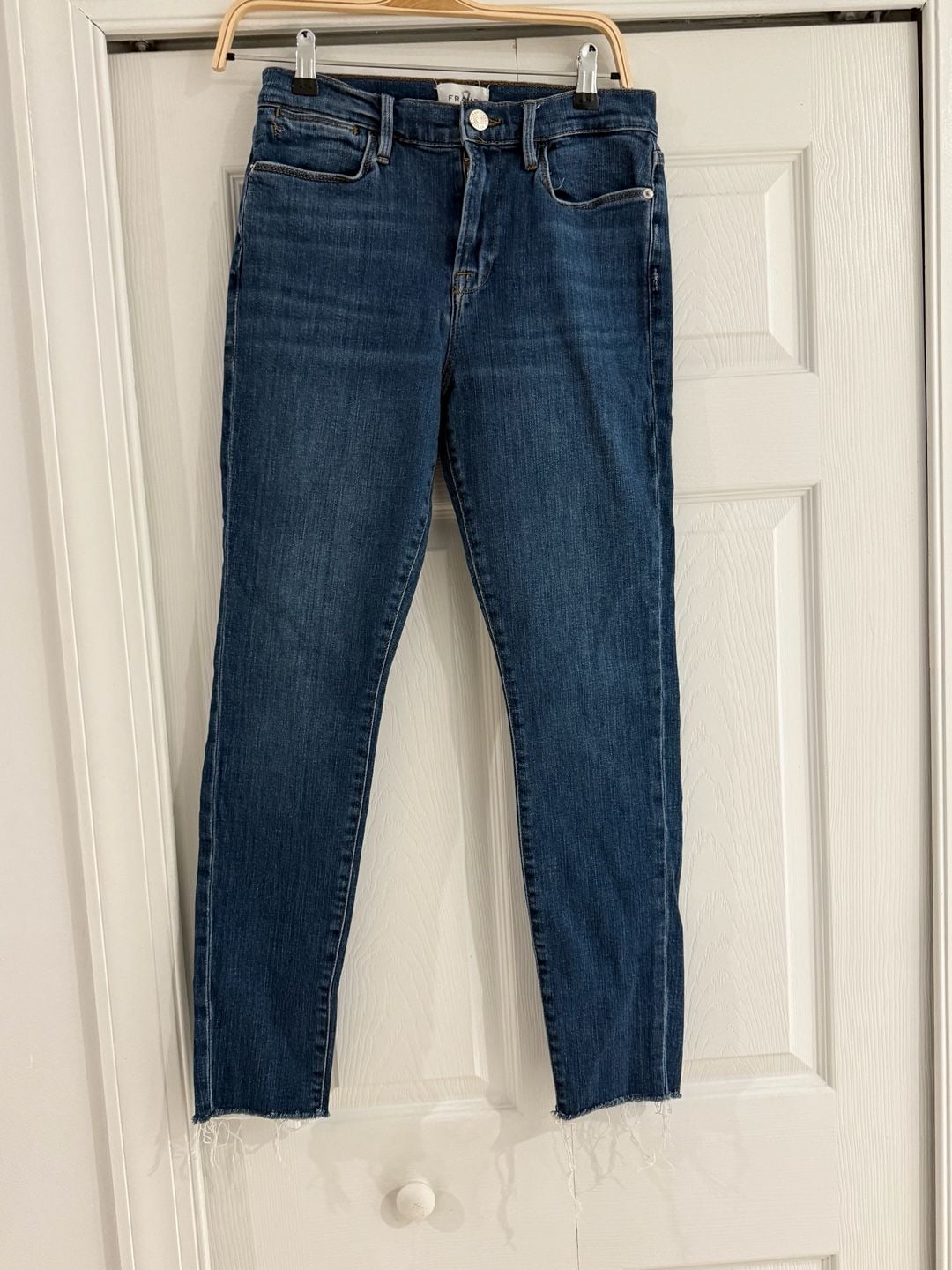 FRAME Skinny Jeans Size 29 Blue Denim Raw Hem 4