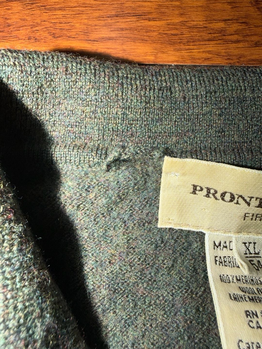 Prontuomo Merino Wool Long Sleeve Polo Size XL Green Mélange 7