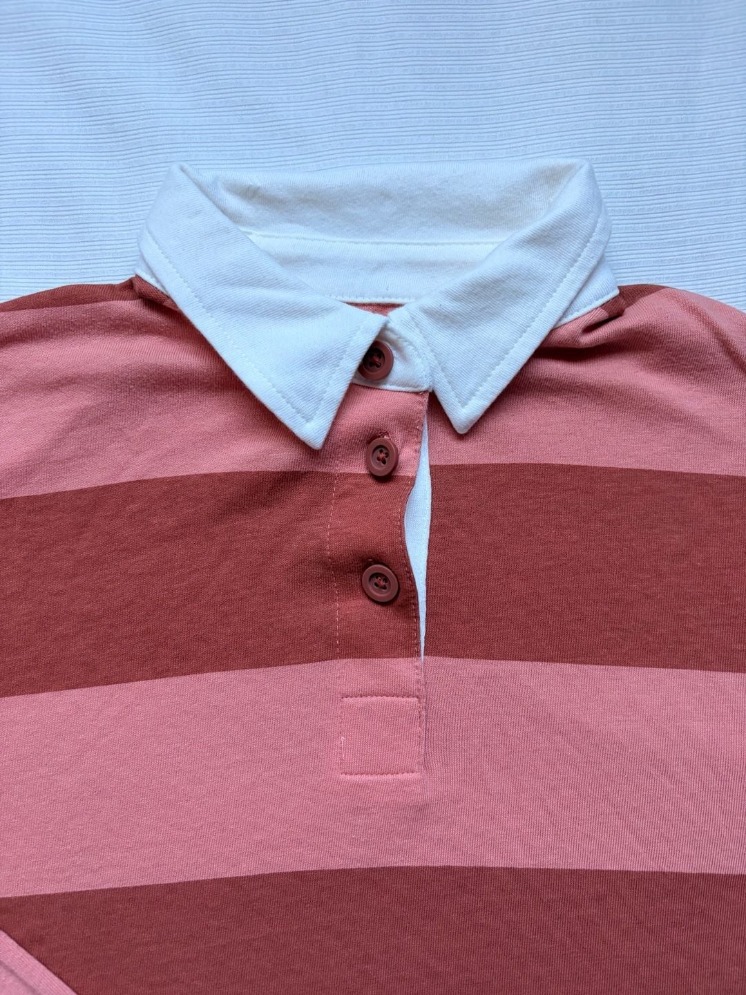 SO Striped Long Sleeve Rugby Polo Shirt Size S Pink Y2K 2