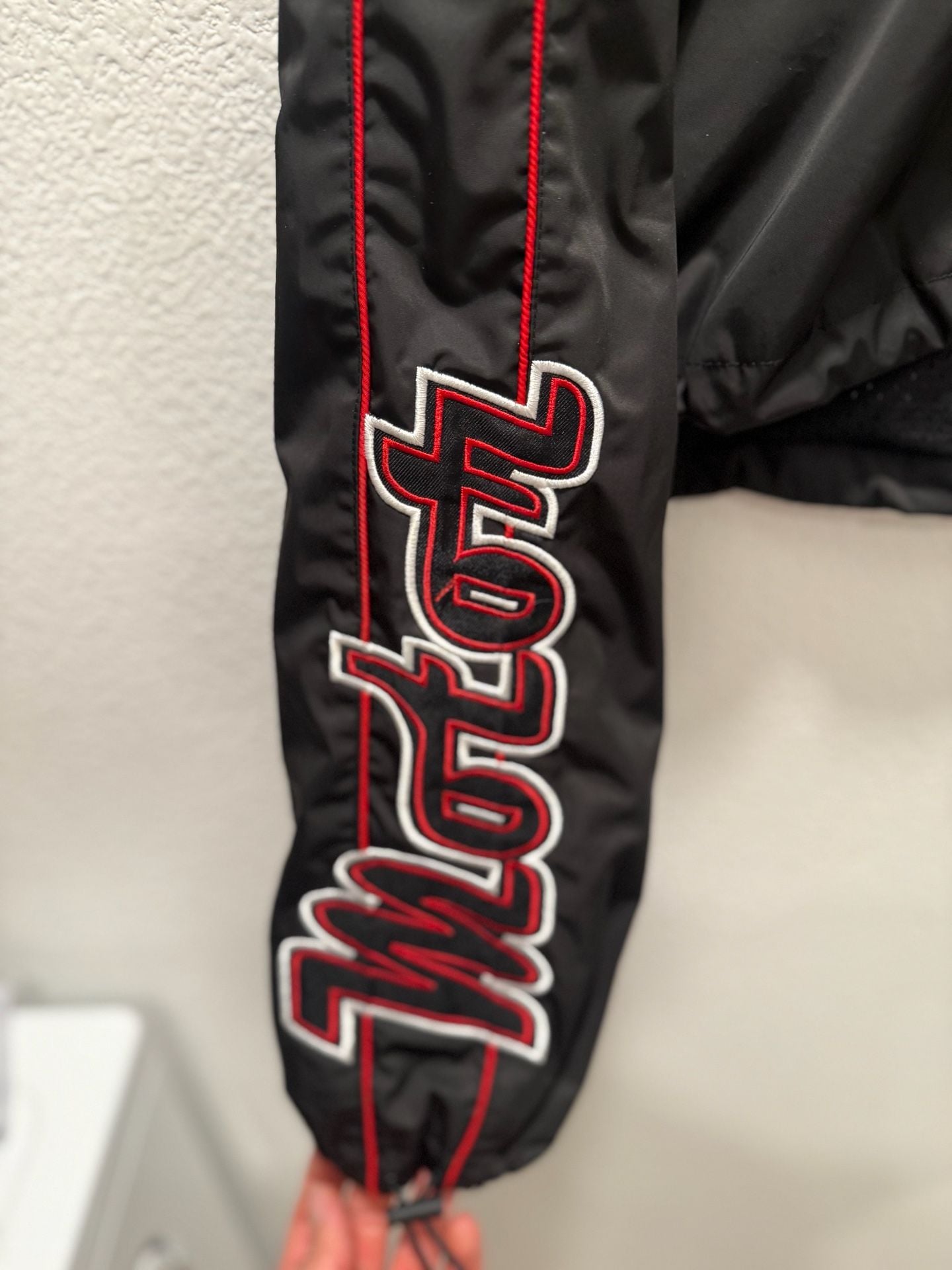Smoke Rise Grand Prix Racing Windbreaker Size Womens XL Black Red Embroidered 6