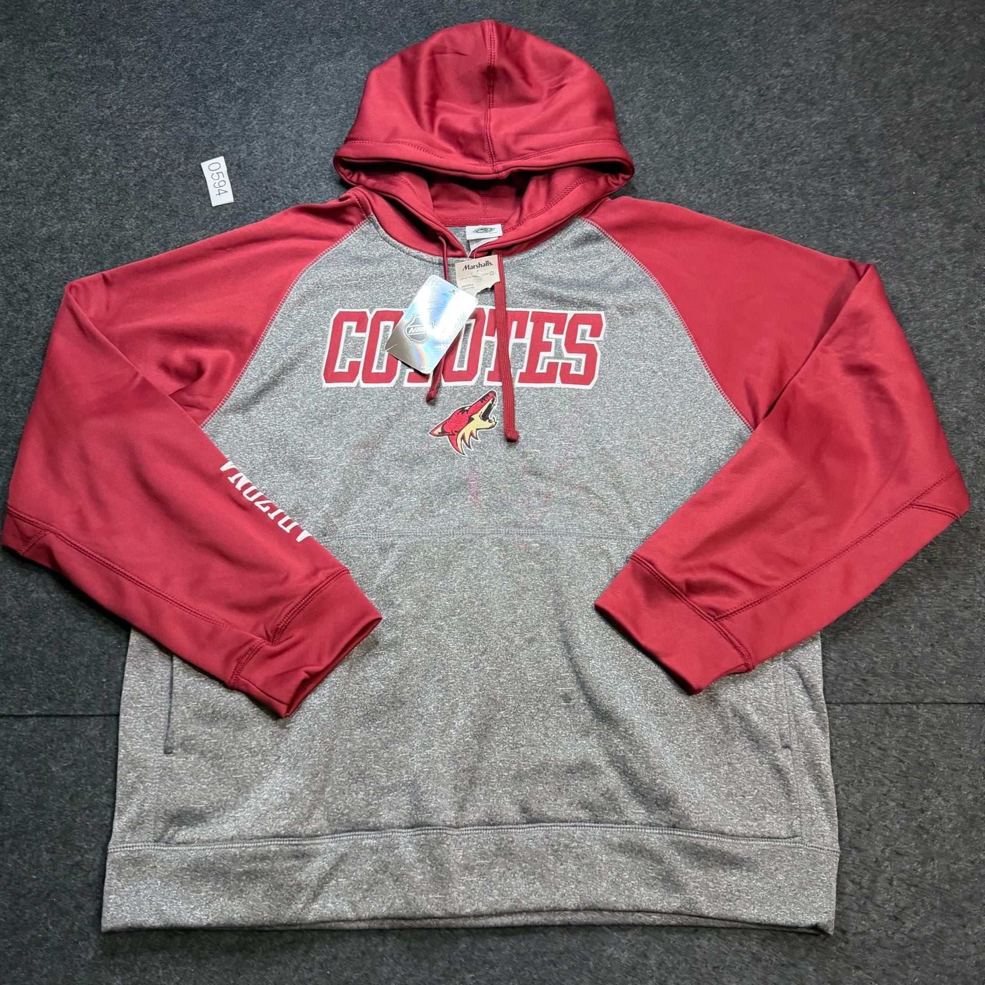 NHL Arizona Coyotes Hoodie Size XL Gray Red Pullover Sweatshirt 2