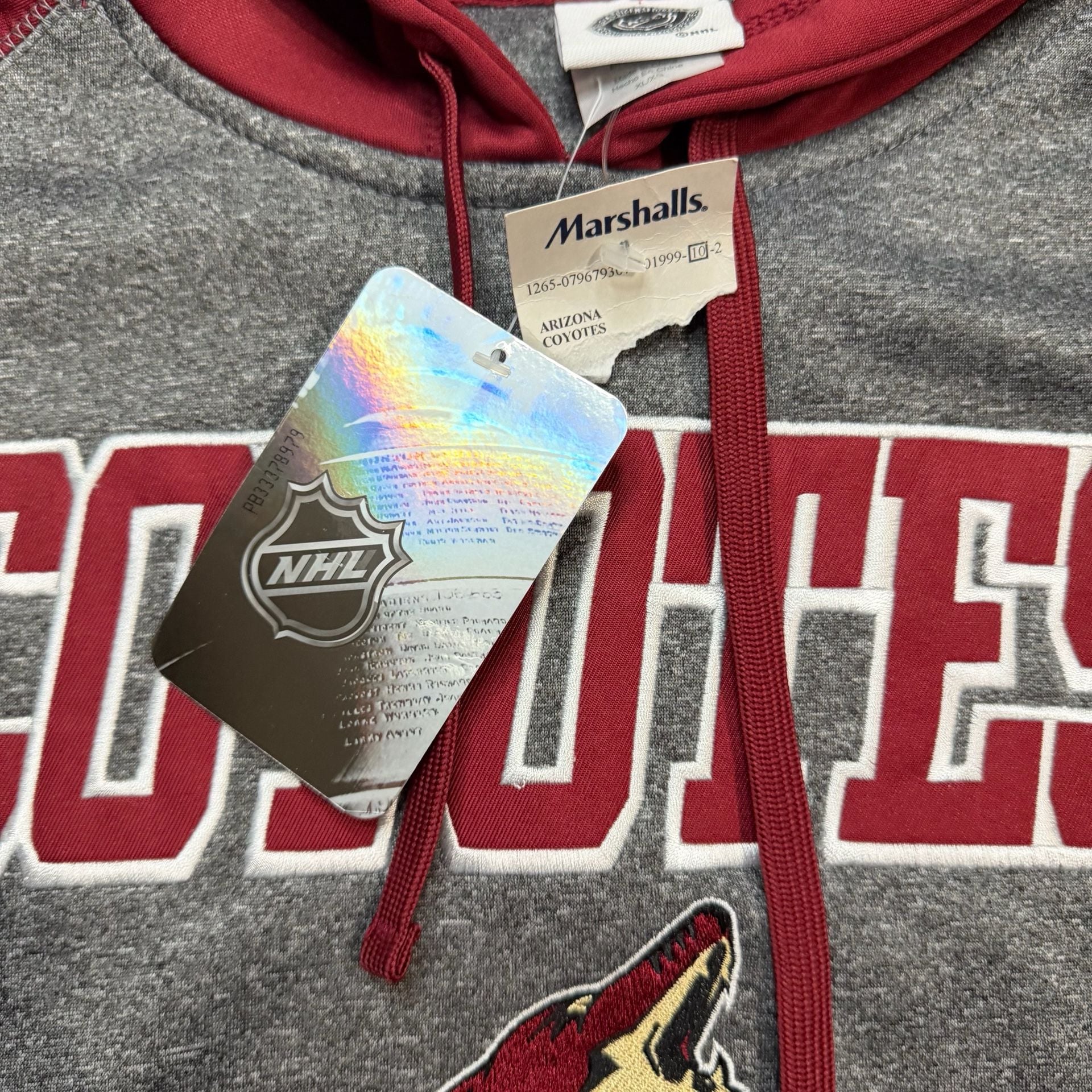NHL Arizona Coyotes Hoodie Size XL Gray Red Pullover Sweatshirt 3