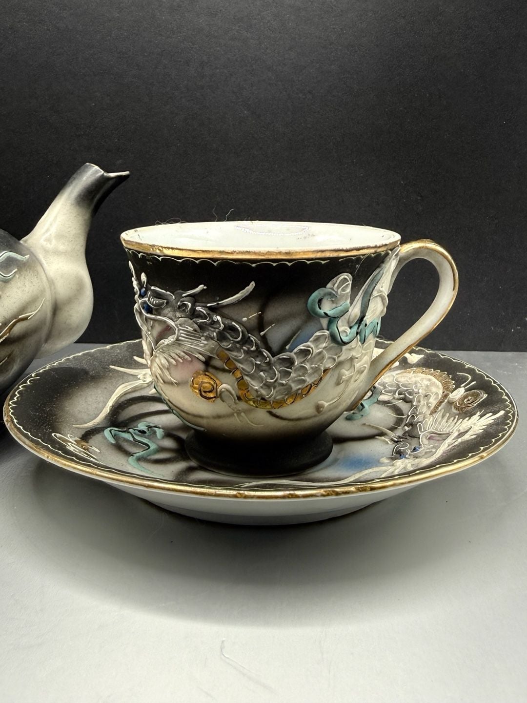 Enesco Moriage Dragonware Tea Set Teapot Cup Saucer 2
