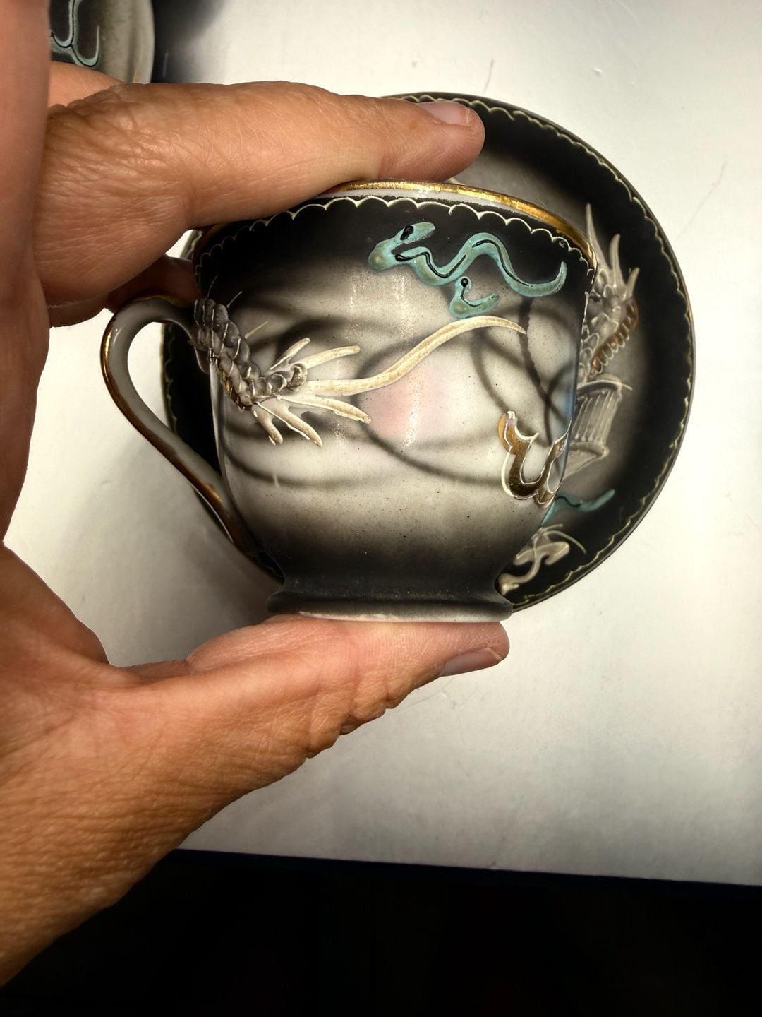 Enesco Moriage Dragonware Tea Set Teapot Cup Saucer 5