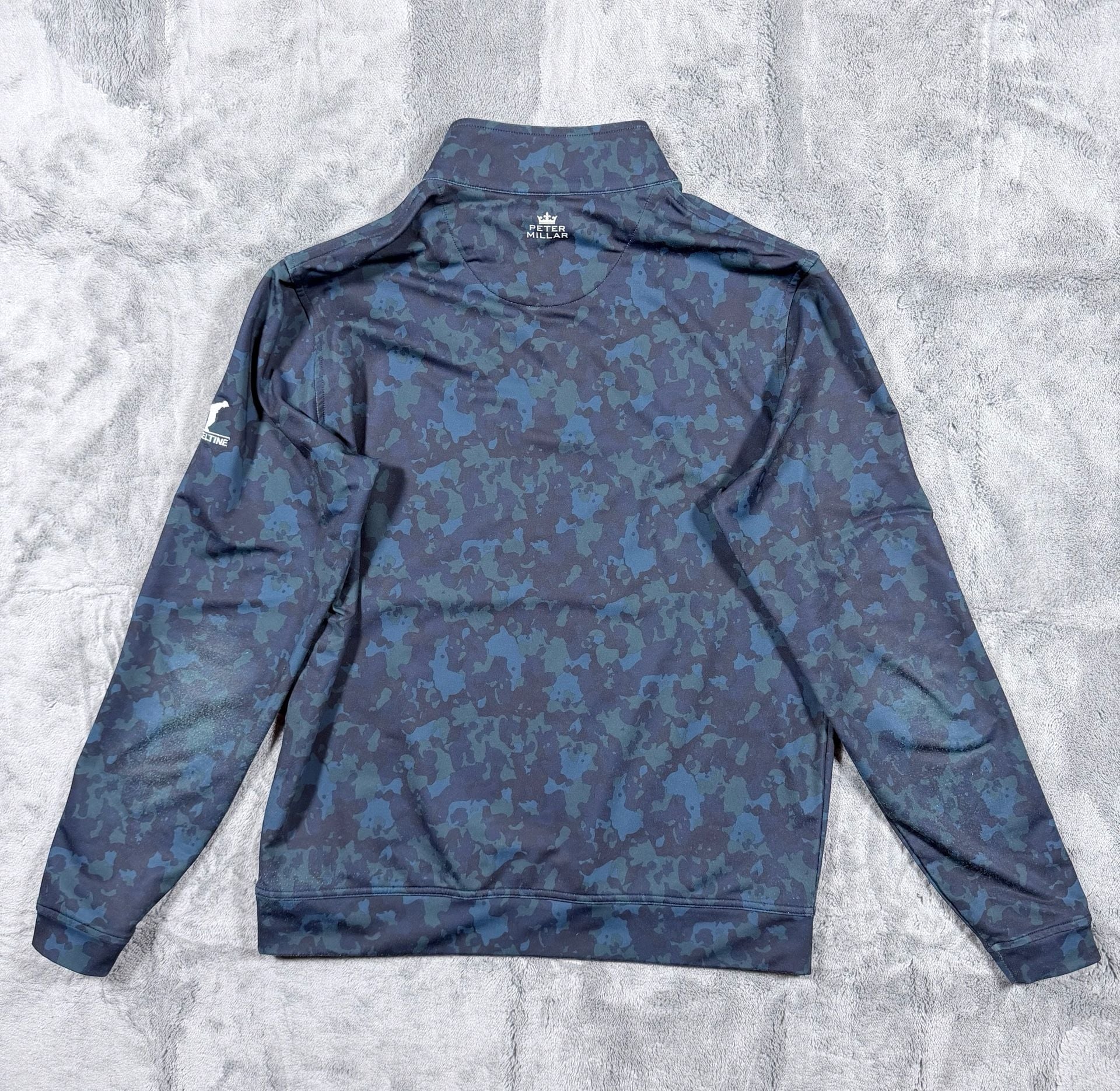 Peter Millar Crown Sport 1/4 Zip Pullover Size M Blue Camo Hazeltine 11