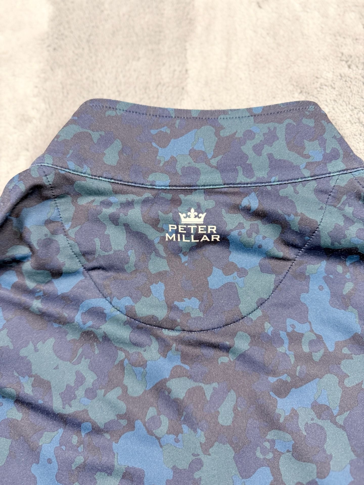 Peter Millar Crown Sport 1/4 Zip Pullover Size M Blue Camo Hazeltine 12