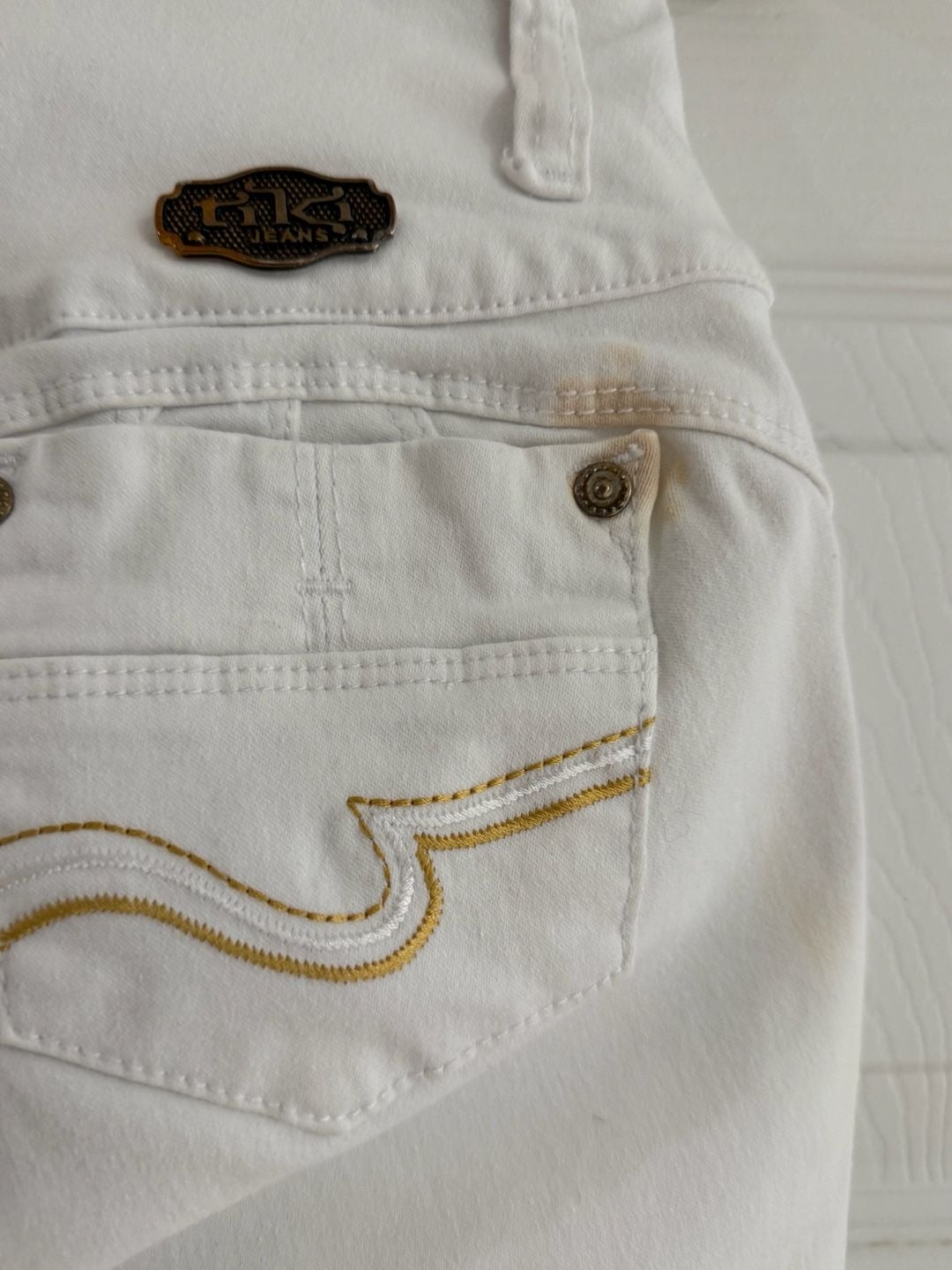 Tiki Jeans High Rise Skinny White Denim Pants 4-Button 11