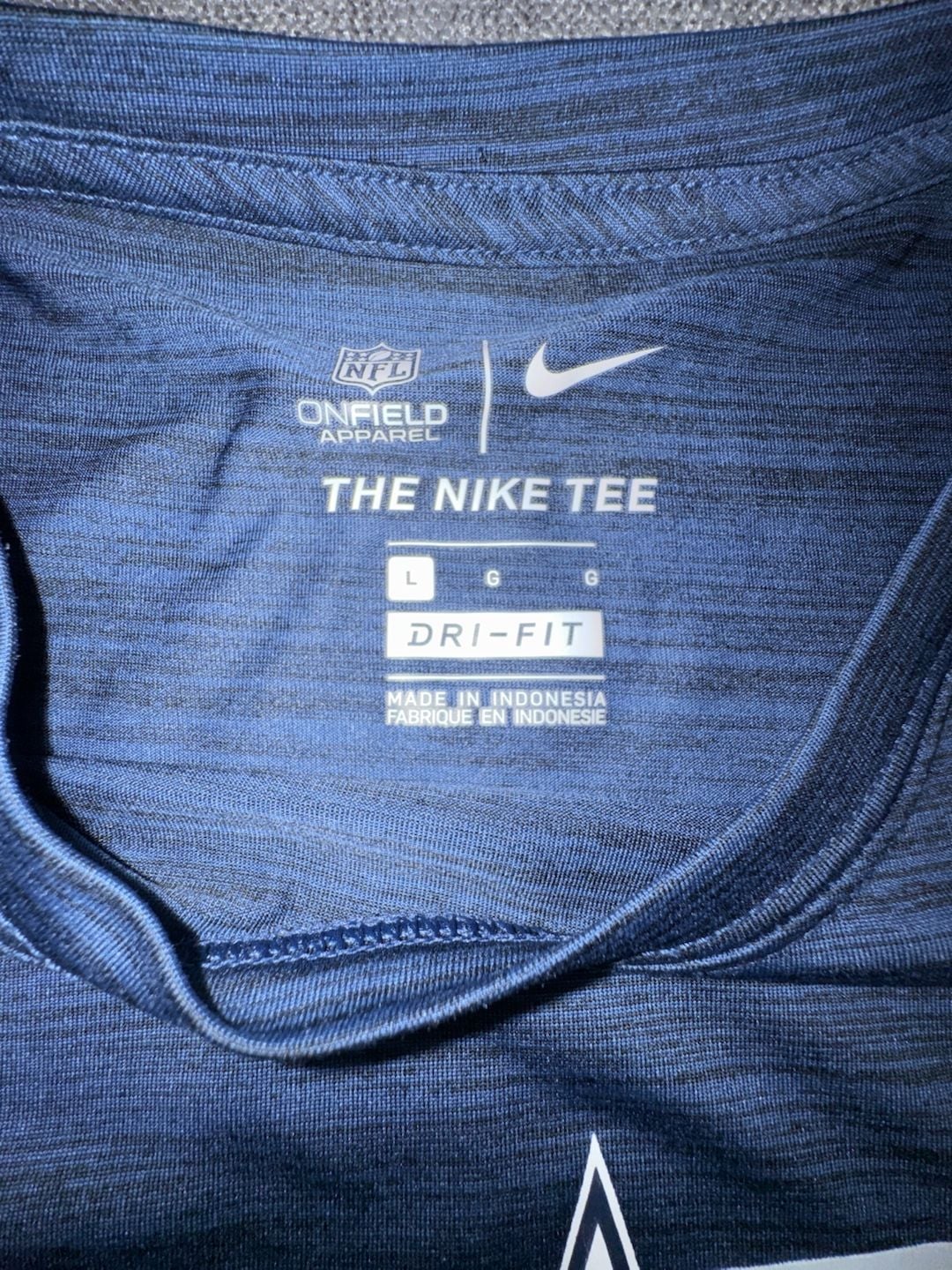 Nike Dallas Cowboys NFL Dri-Fit T-Shirt Size L Blue Athletic Tee 3