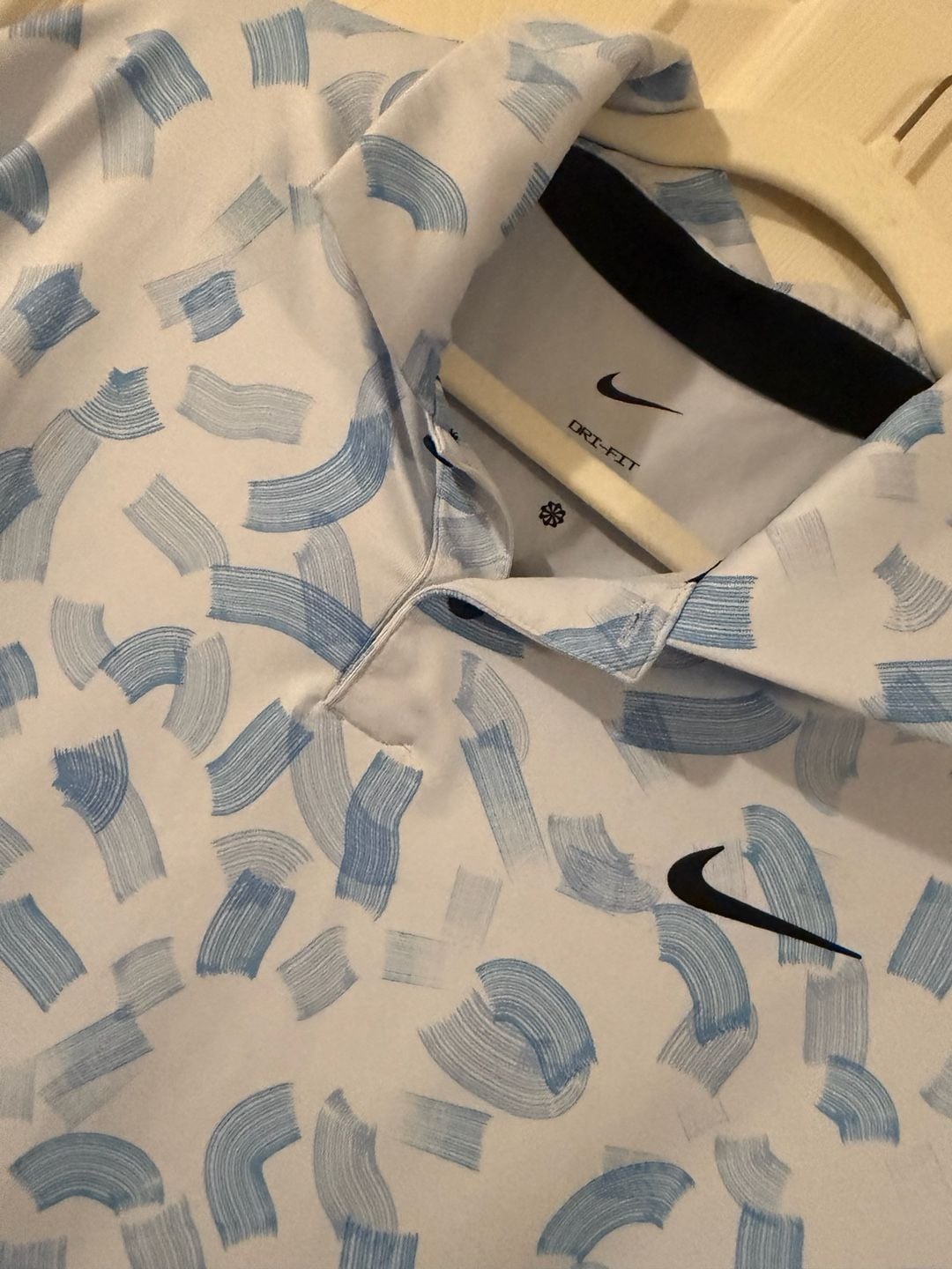 Nike Tour Dri-FIT Golf Polo Size XL Blue White Print 4