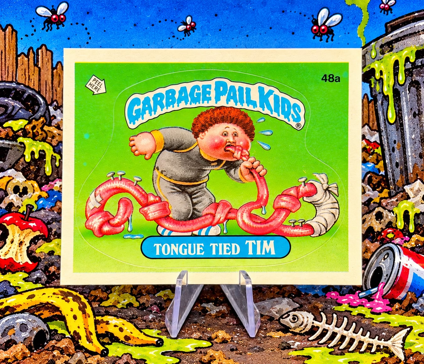 1985 GARBAGE PAIL KIDS SERIES 2 Topps 48a Tongue Tied Tim Trading Card Sticker 1