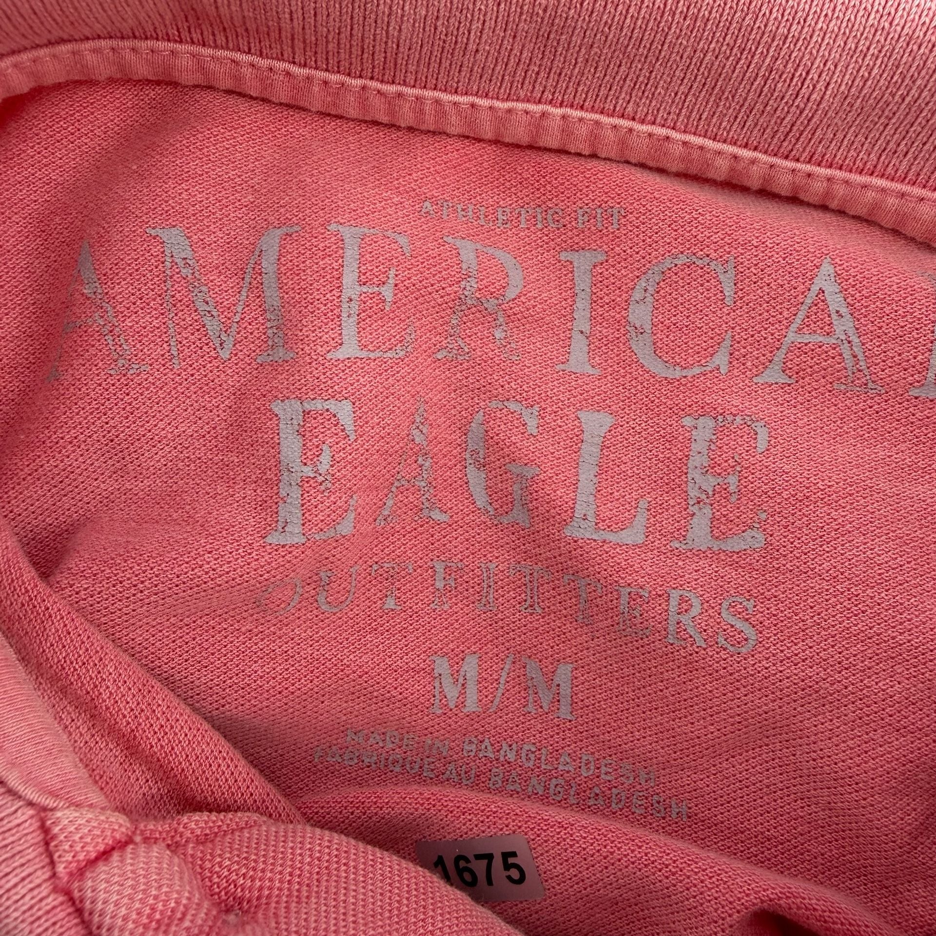 1675 American Eagle Outfitters Polo Shirt Size M Pink Athletic Fit 4