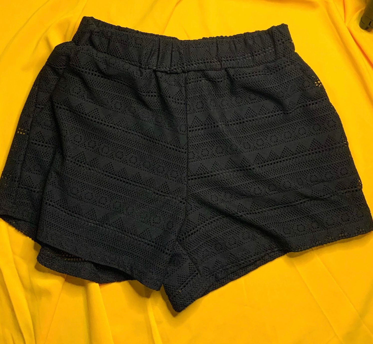 Ya Los Angeles Shorts Women Size S Black Lace Overlay 3