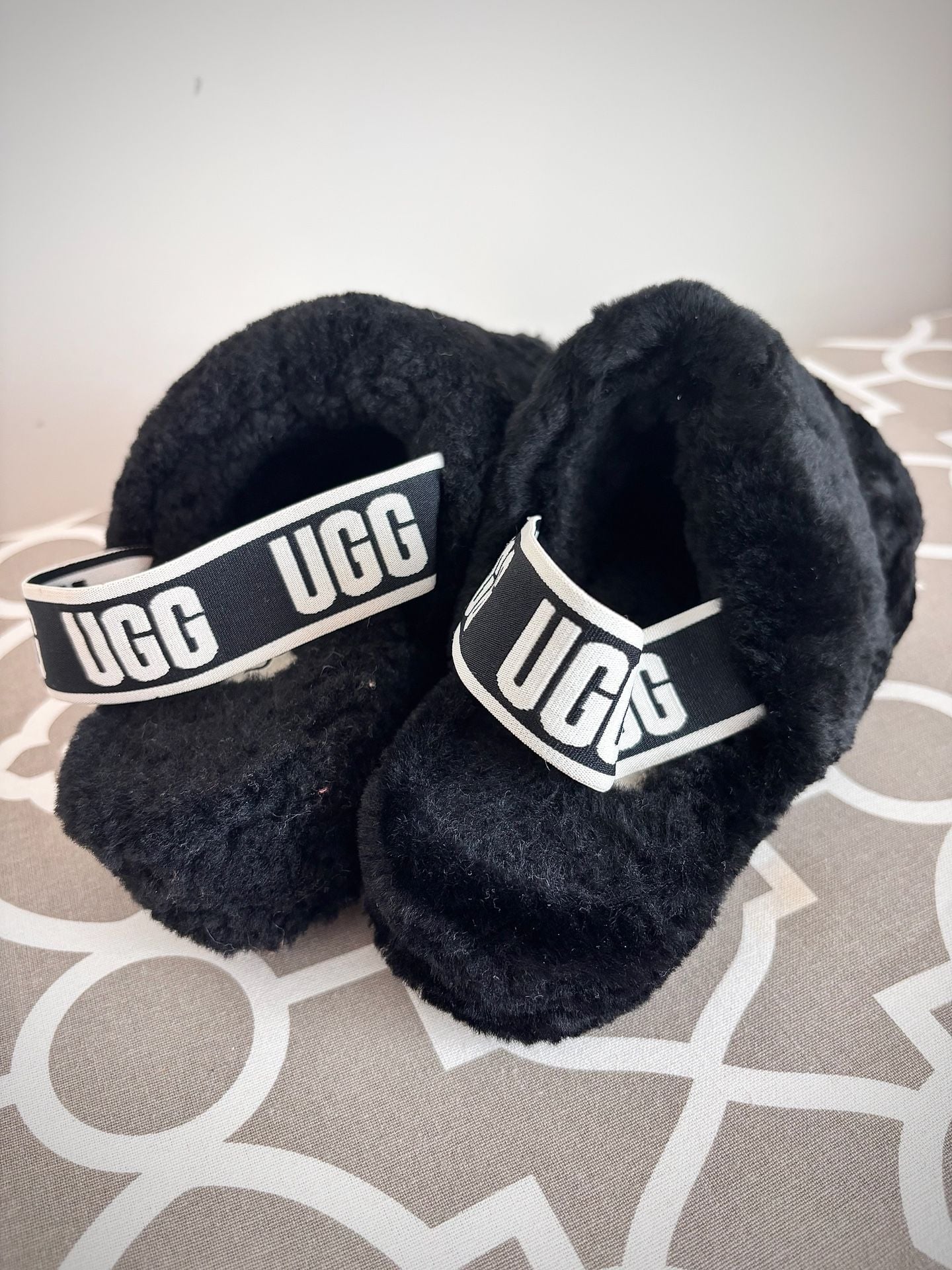 KIDS UGG Fluff Yeah Slide Slippers Black 4
