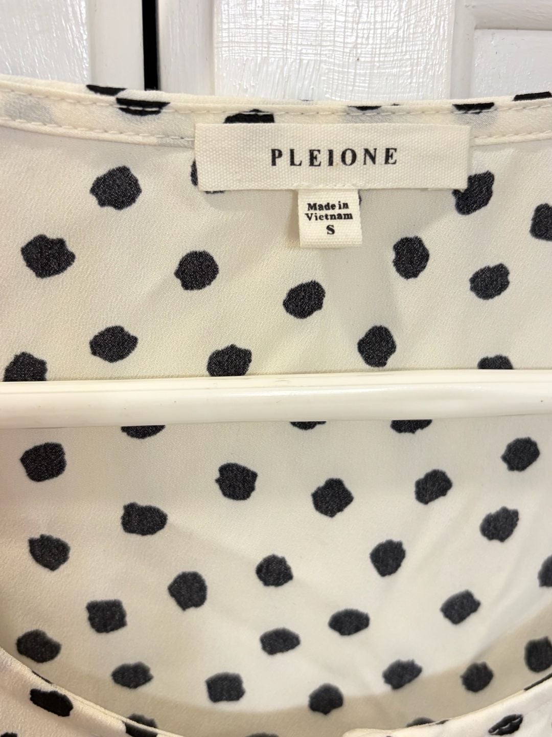 Pleione Black White Polka Dot Ruffle Blouse Small Parisian Coquette Timeless 4
