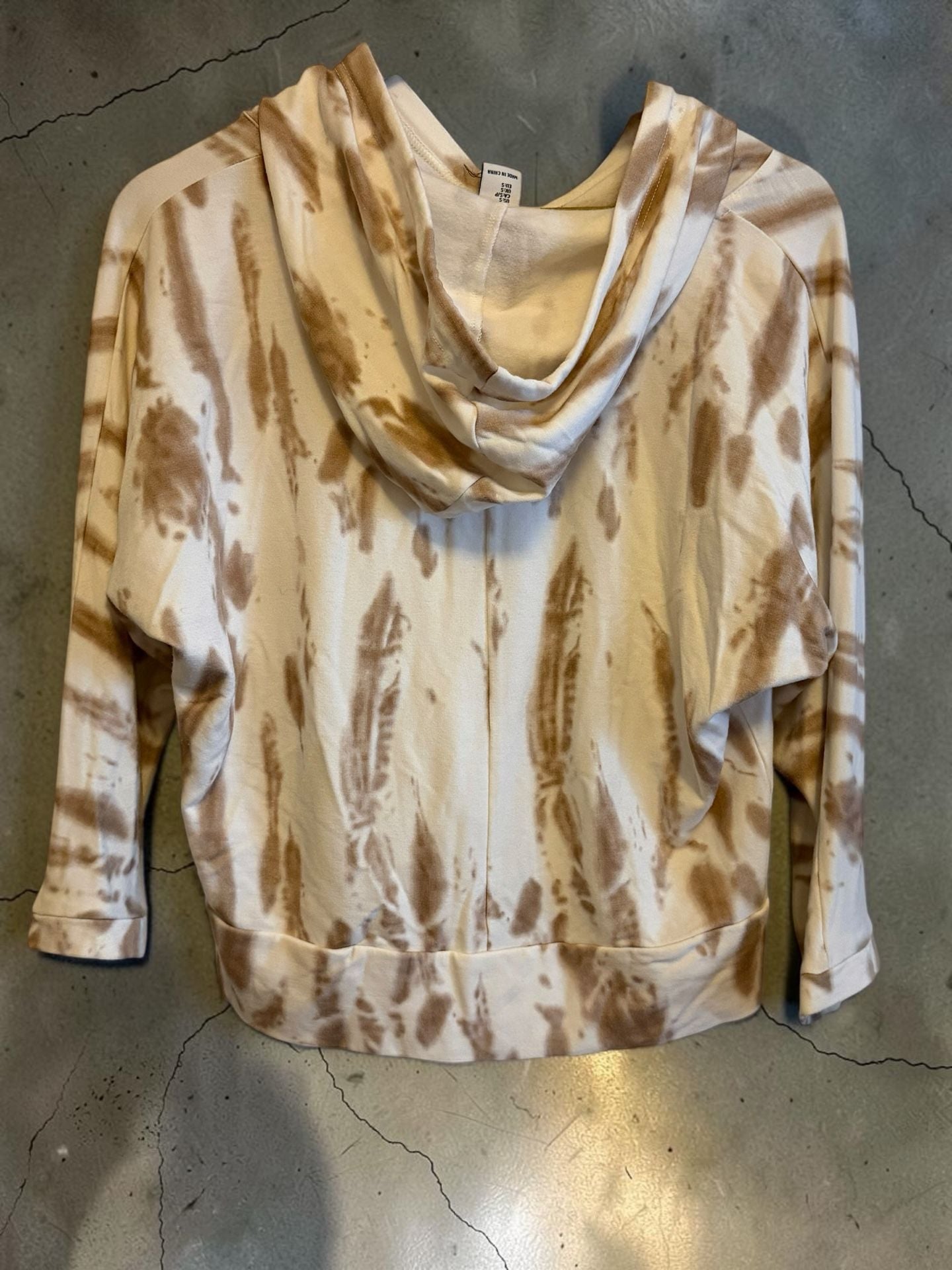Rachel Zoe Tie Dye Hoodie Size S Brown White Drawstring Sweatshirt 3