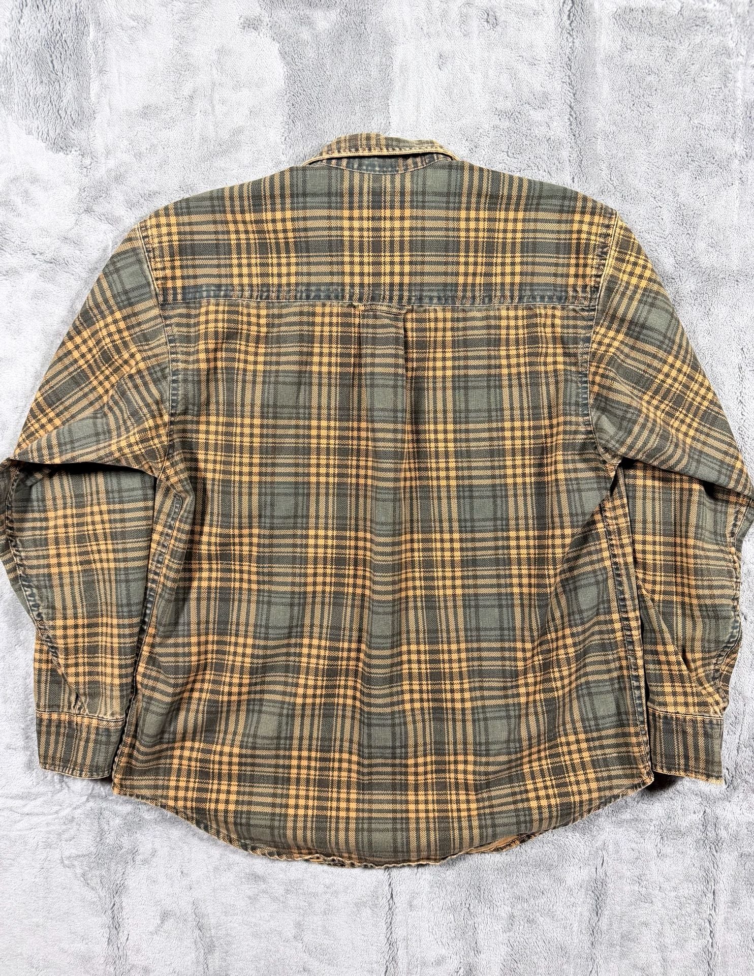 Harley Davidson Plaid Flannel Button Down Shirt Size Large Green Brown 10