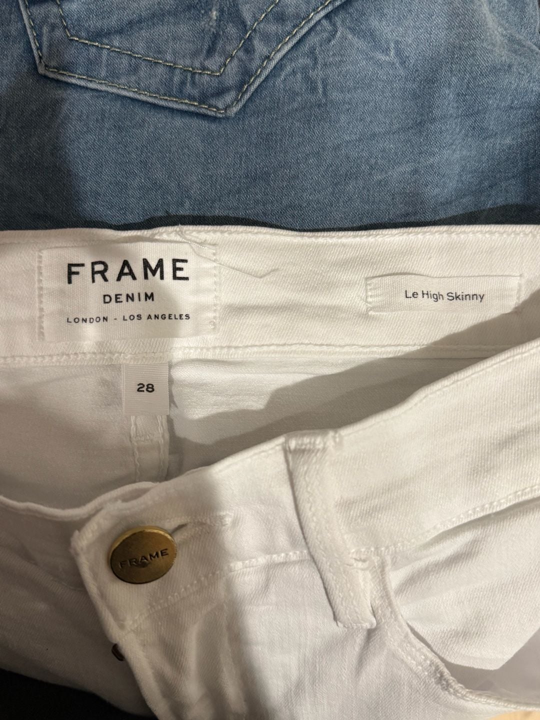 FRAME Le High Skinny Jeans Size 28 White Step Hem Denim 3