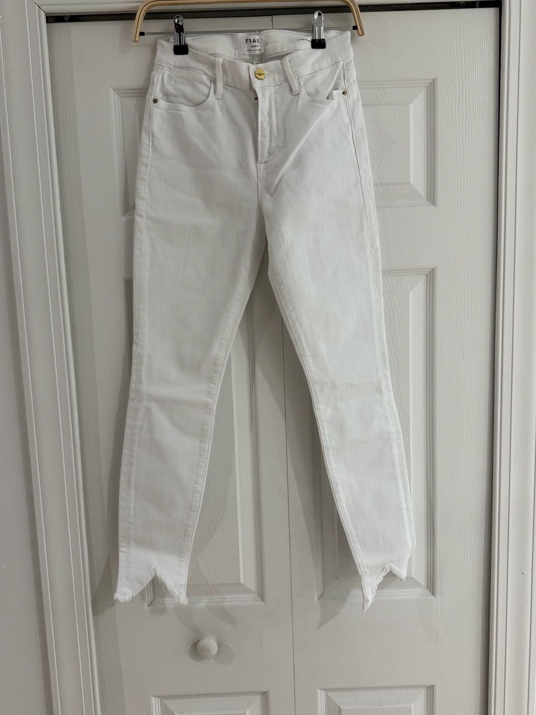 FRAME Le High Skinny Jeans Size 28 White Step Hem Denim 4