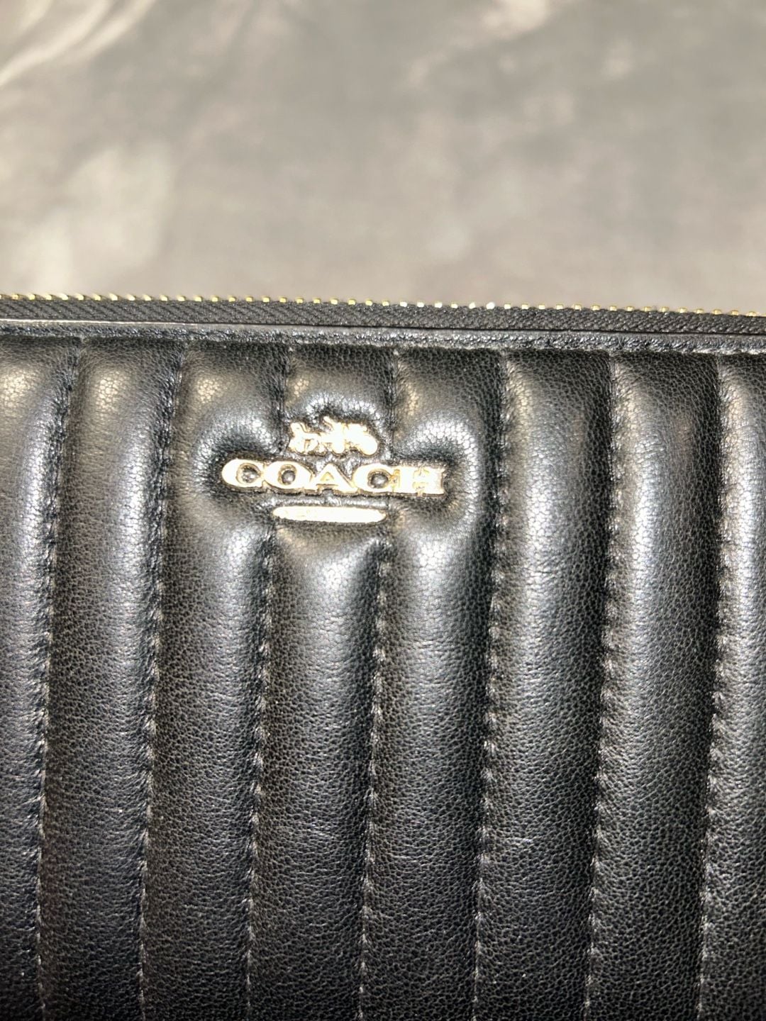 Authentic Coach Quilted Black Leather Zip Around Wallet 3