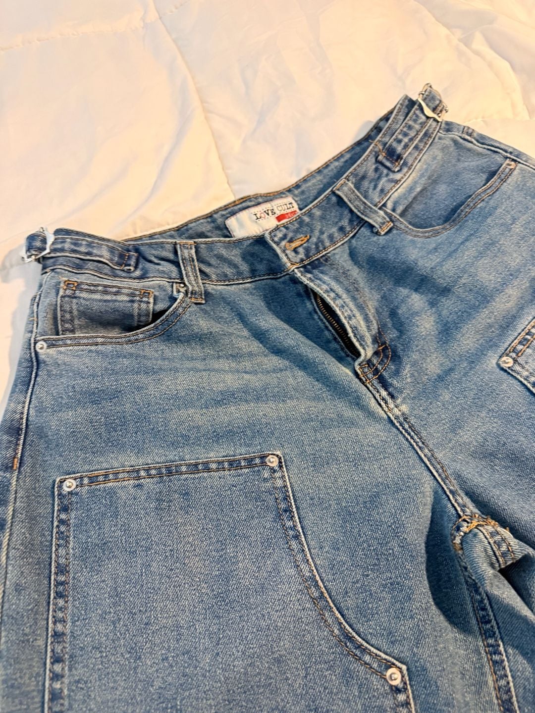 Love Cult Denim Jeans Size 9 Blue Carpenter Double Front 7
