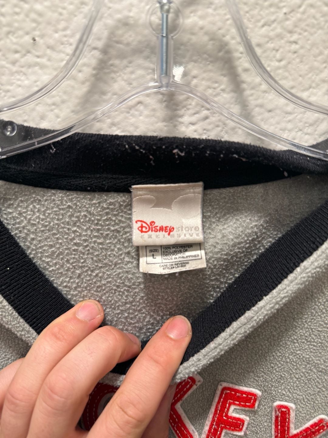 Disney Store Mickey Mouse Fleece Sweatshirt Size L Gray All Around Nice Guy 3