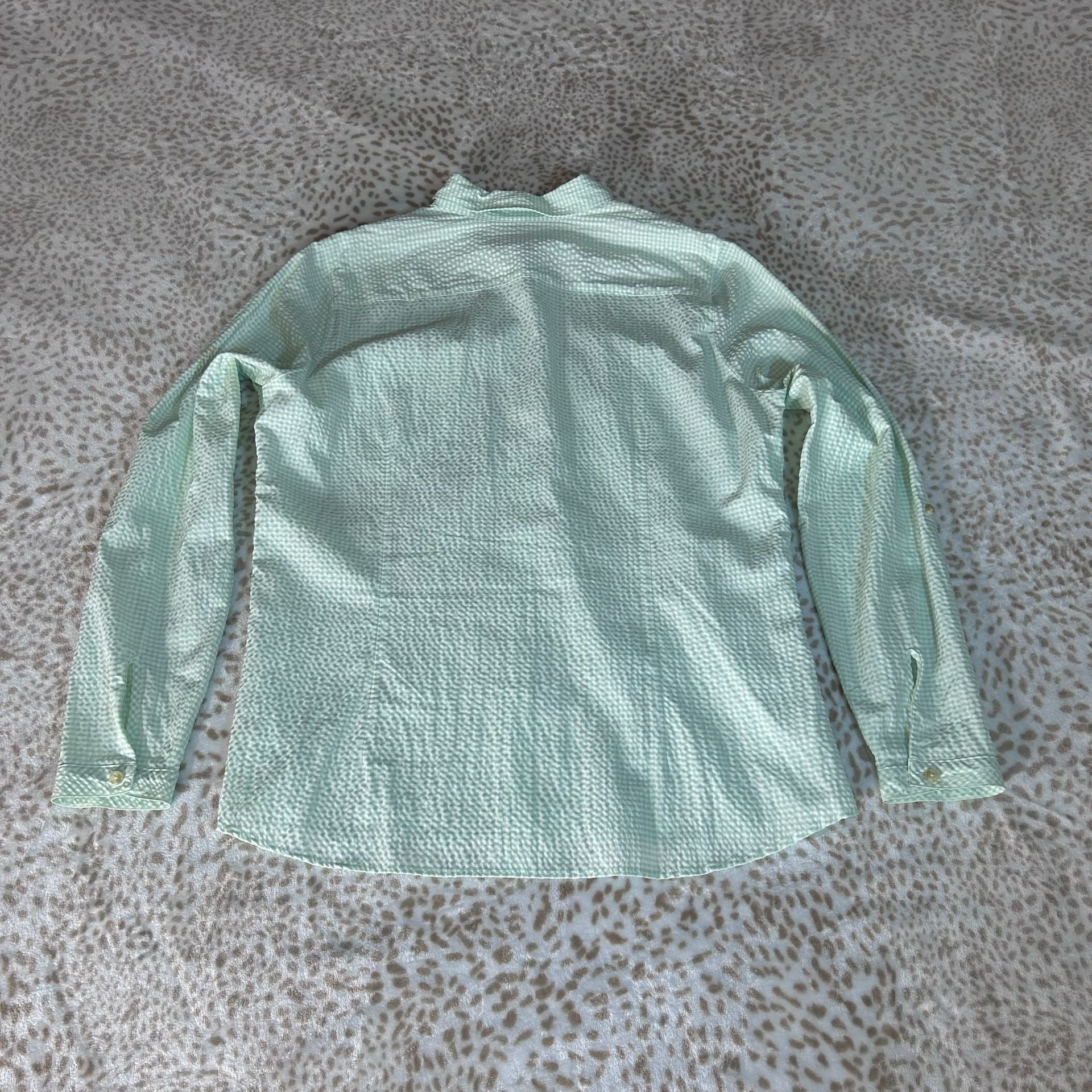 Eddie Bauer Gingham Button-Down Shirt Size XL Mint Green 8