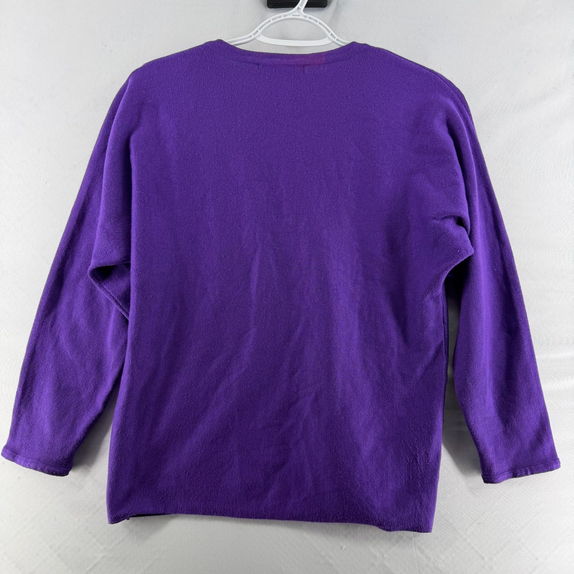 1676 By Design Studded V-Neck Sweater Size S Purple 3