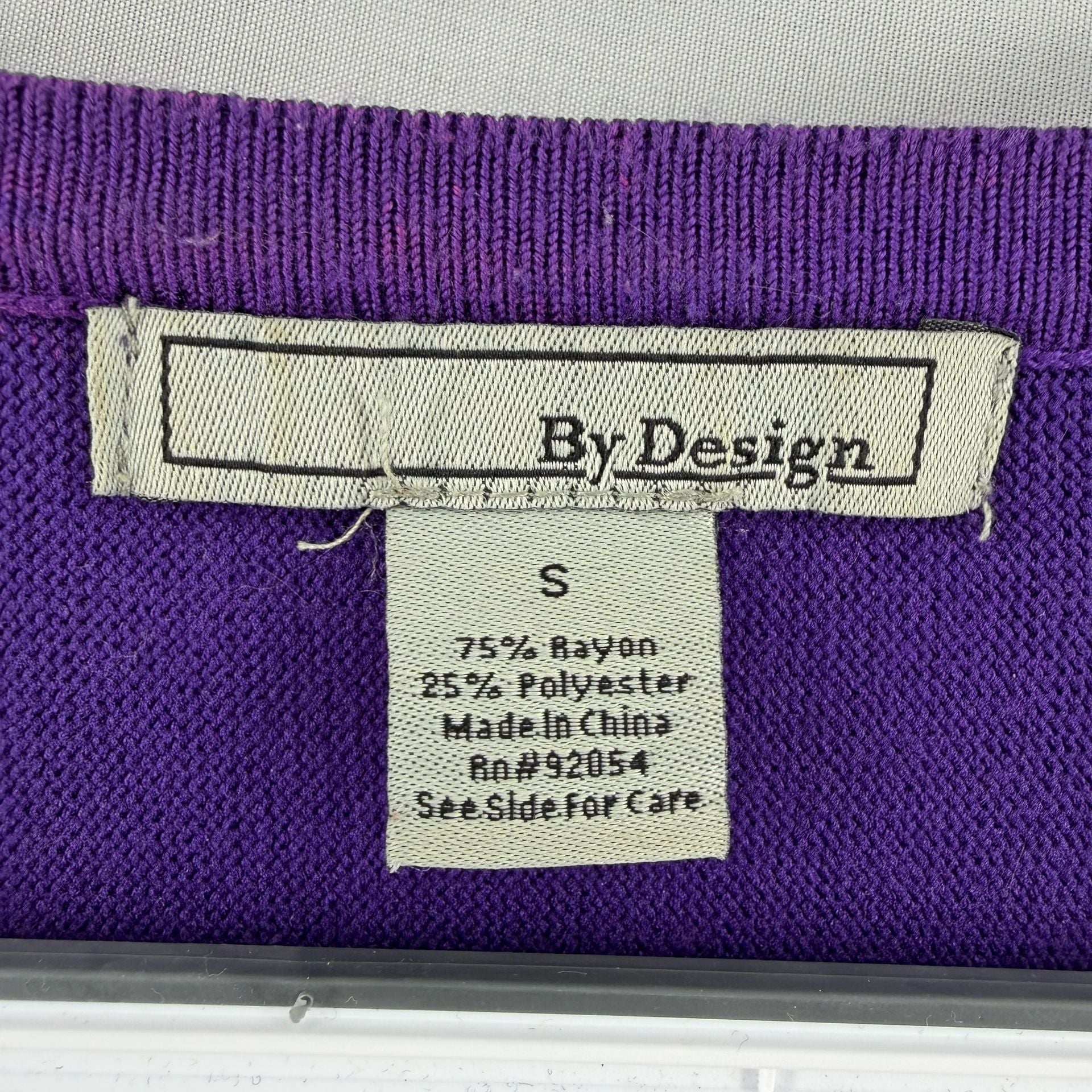 1676 By Design Studded V-Neck Sweater Size S Purple 4